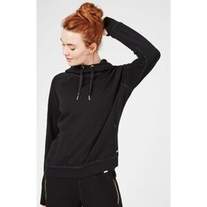 Sweat Betty Rhythm Merino Wool Blend Black Hoodie Rose Gold accents